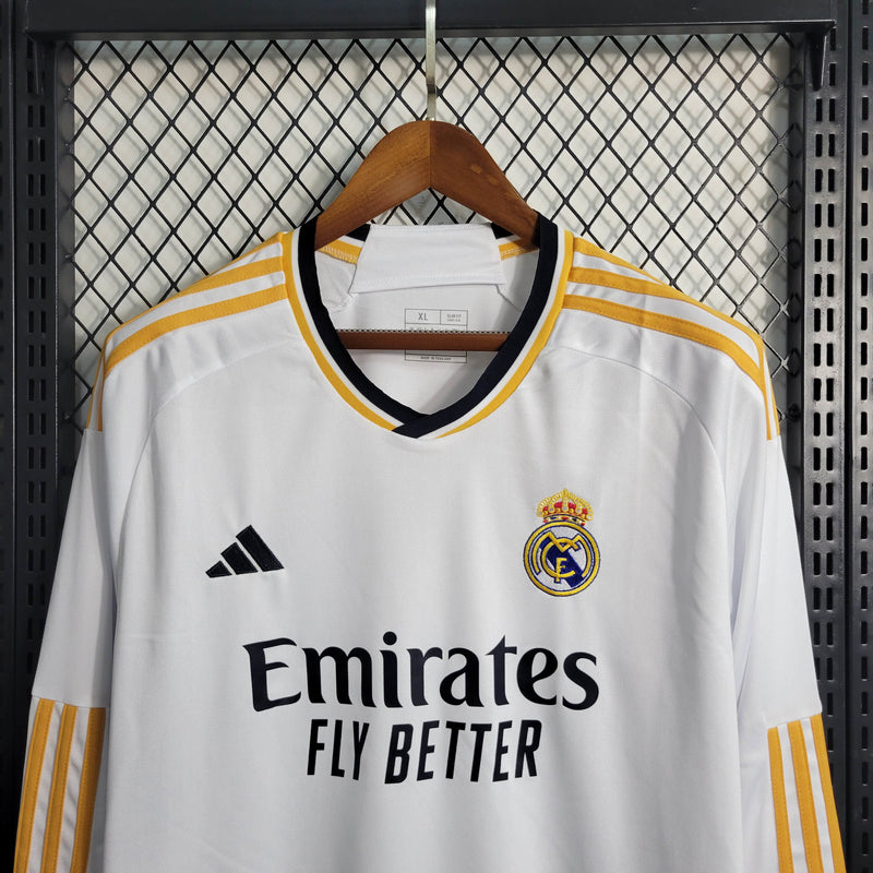 Real Madrid 23/24 Camisa 1 Manga Longa / Torcedor